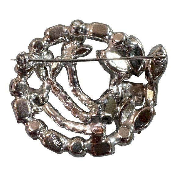 Vintage Weiss Multi Layer Baguette Clear Rhinestone Circle Brooch Pin 2" Signed - Picture 2 of 6